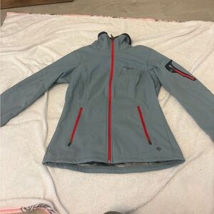 Columbia Women's Ski Jacket in Gray with Red Zippers